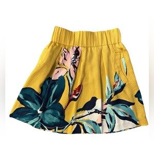 Anthropologie Maeve tropicale gold yellow floral skirt 00